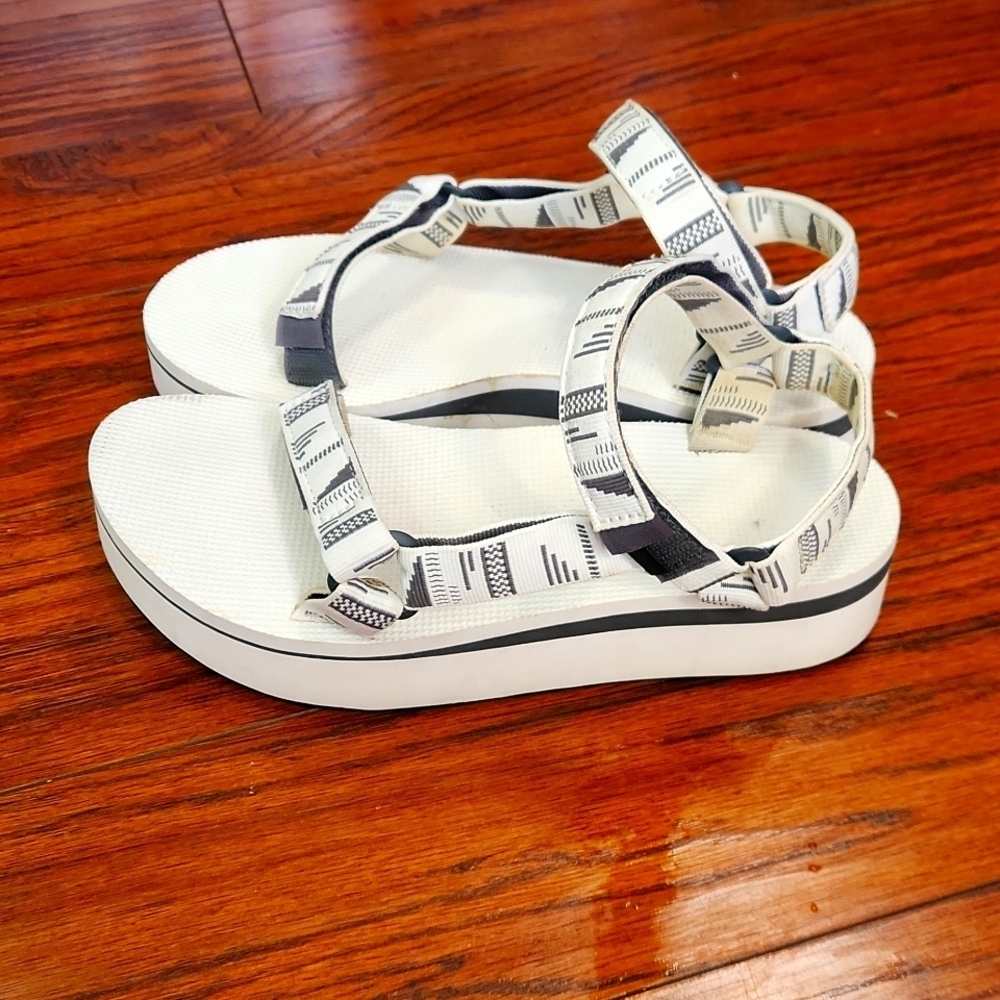 TEVA Platform Chara Bright White Sandals - Picture 2 of 7